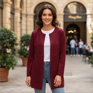 The Limited Faux Micro Suede Leather Open-front Coat